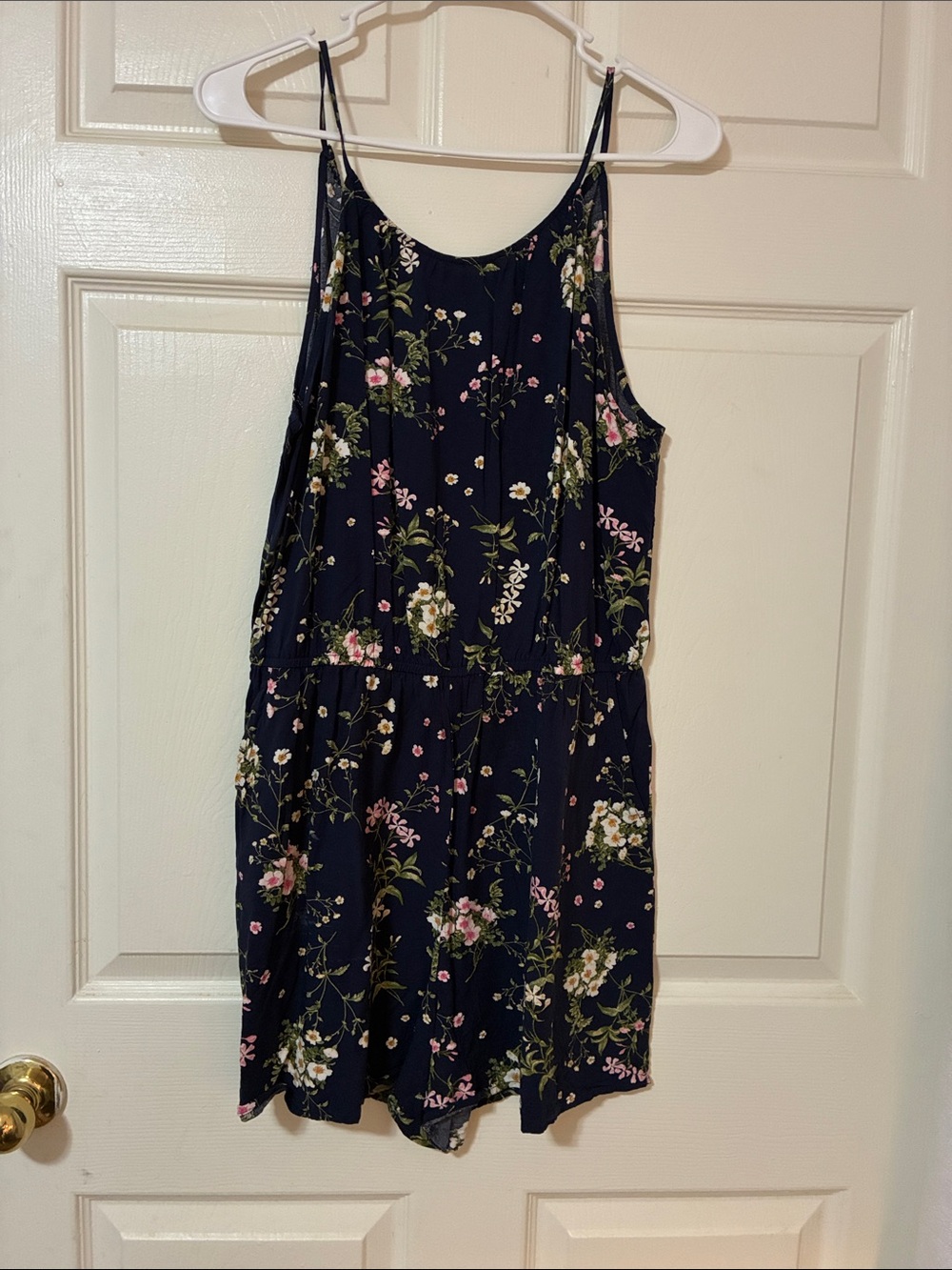 Old Navy Navy Floral Spaghetti-Strap Romper